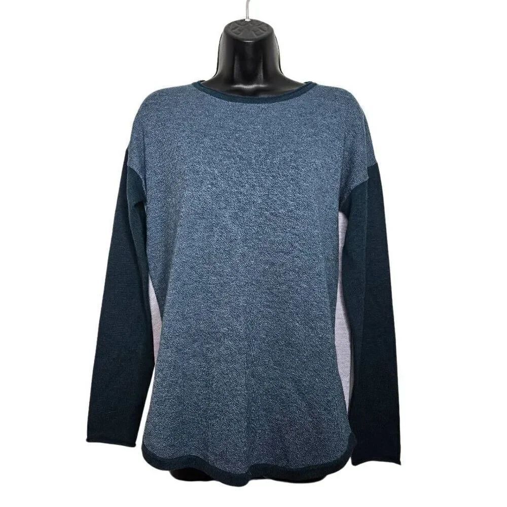Smartwool Shadow Pine Colorblock Crew Sweater in Mist Blue Size Small